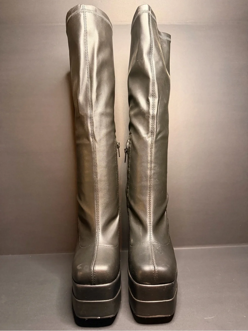 SODA Y2K Black Knee High Platform Chunky Heel Boots Size 8